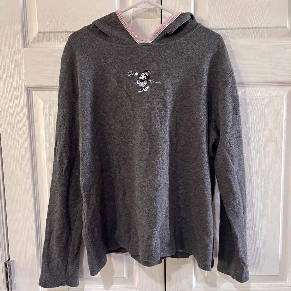 Vintage Walt Disney World Classic Minnie Mouse Hoodie Gray/Pink Size XL